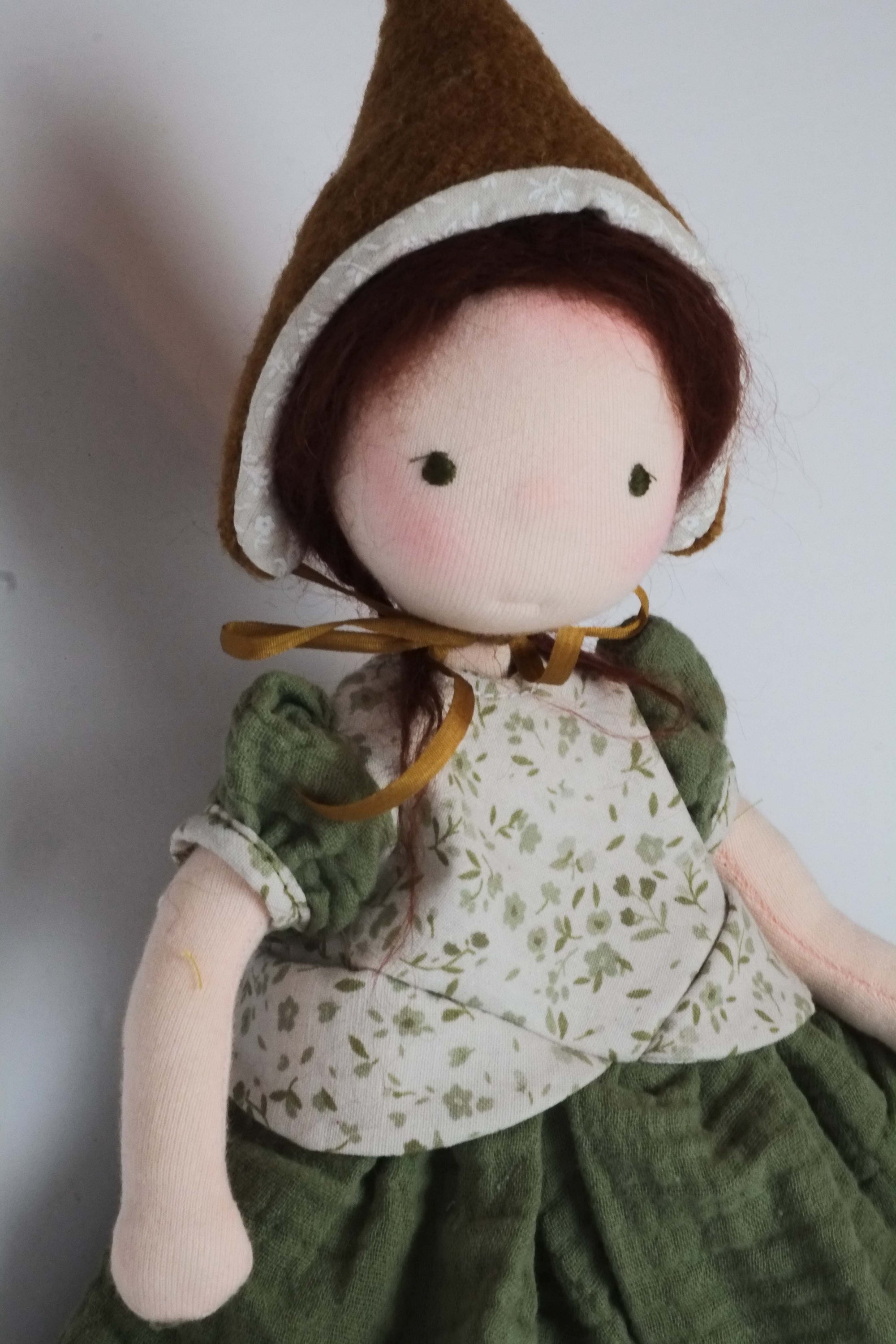 Doll Hat | Mustard Wool w/ Silk Ribbons