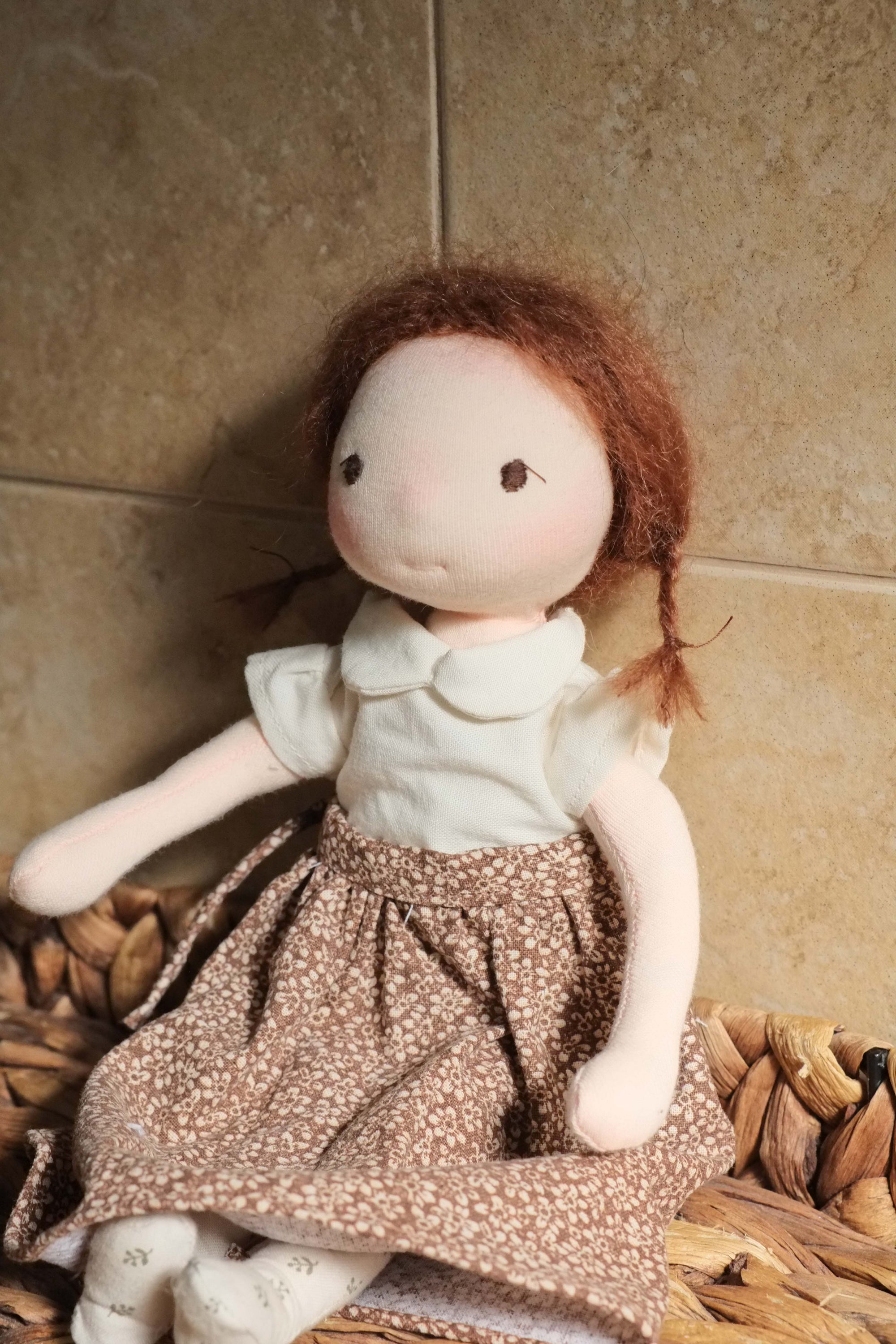 Juliette | Brunette Fair Natural Fiber Wool Doll
