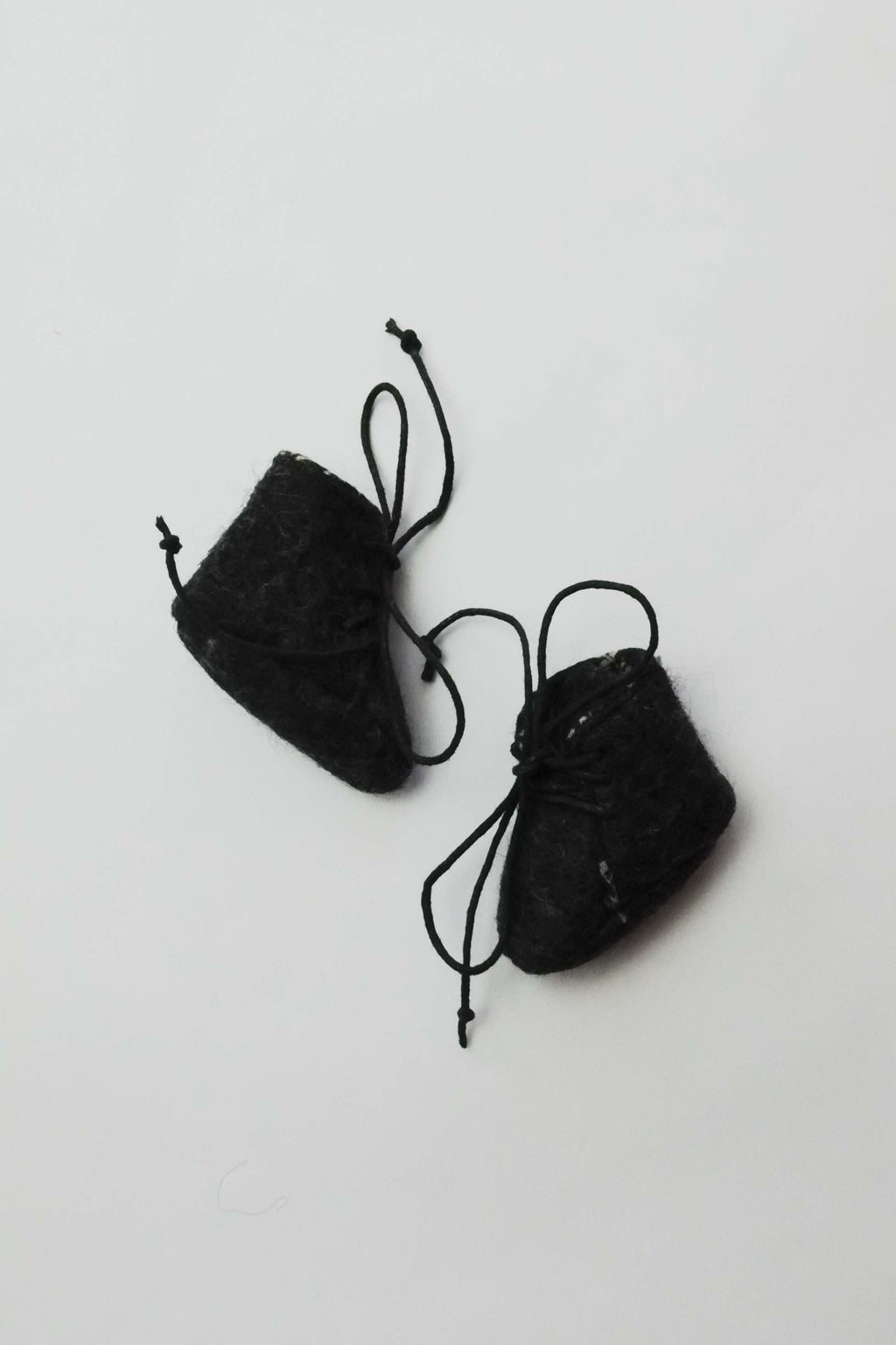Doll Boots | Black Wool w/ White Floral