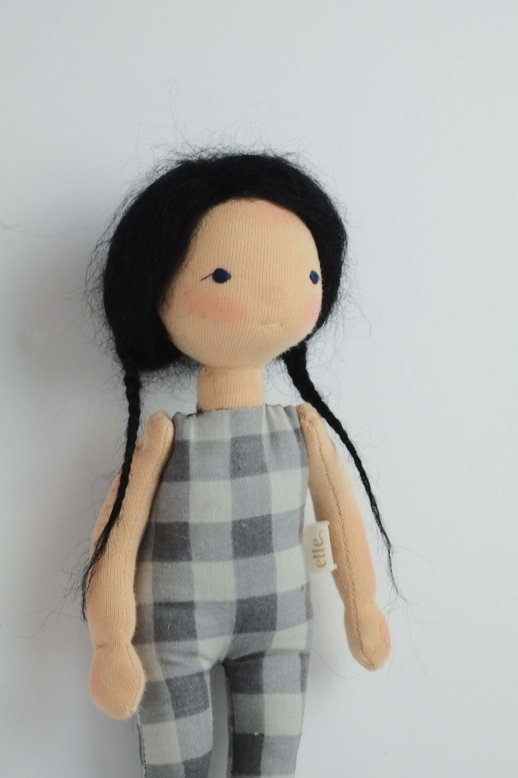 Violette | Black Haired Medium Skinned Natural Fiber Wool Doll