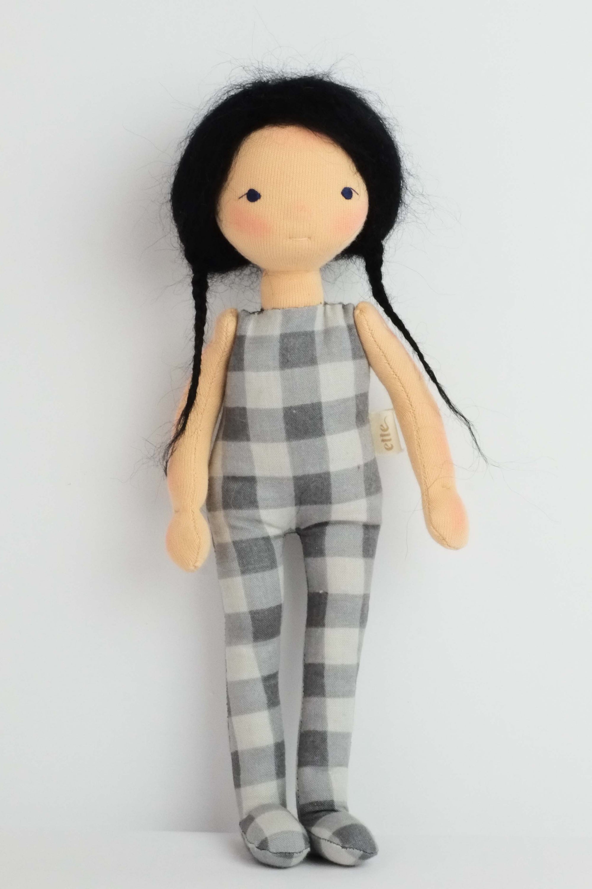 Violette | Black Haired Medium Skinned Natural Fiber Wool Doll
