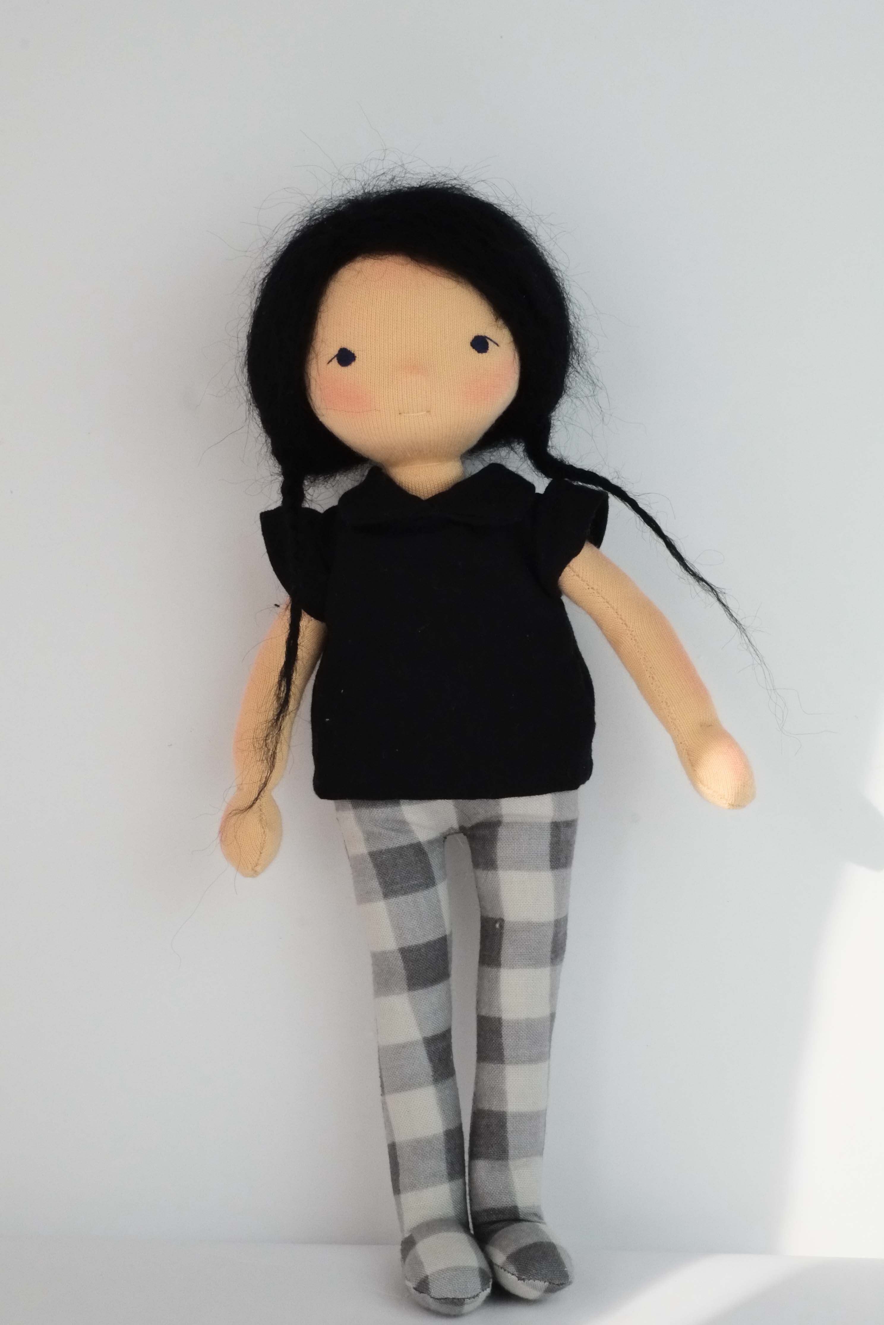 Doll Shirt | Black Collared Blouse