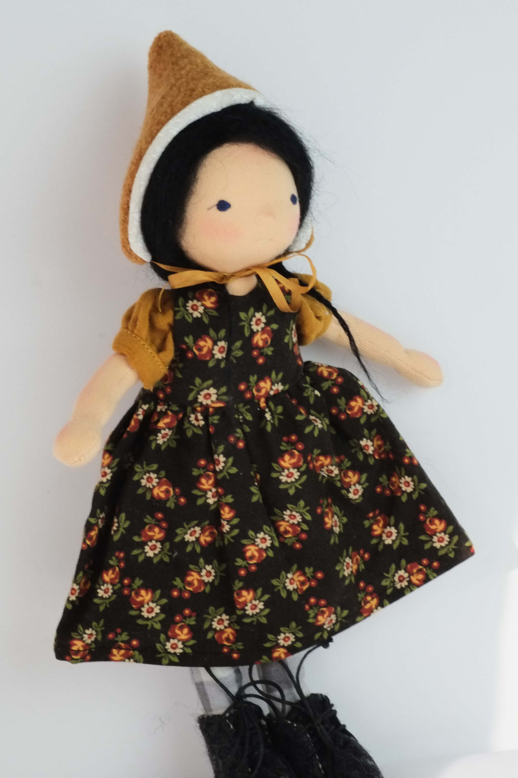 Doll Hat | Mustard Wool w/ Silk Ribbons