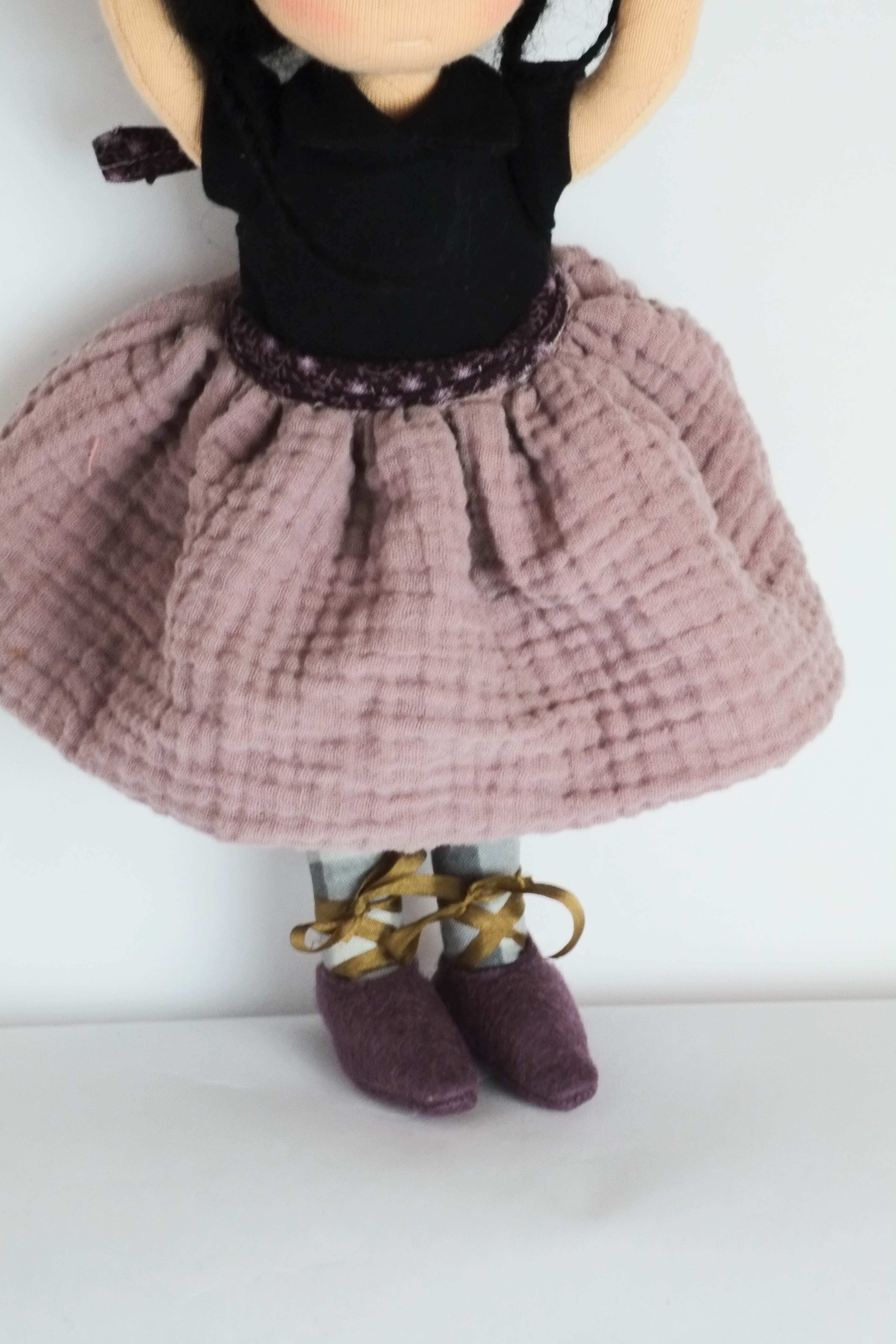 Doll Ballet Slippers | Purple Wool w/ Silk Ribbons