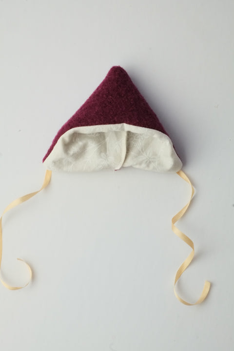 Doll Hat | Magenta Wool w/ Silk Ribbons