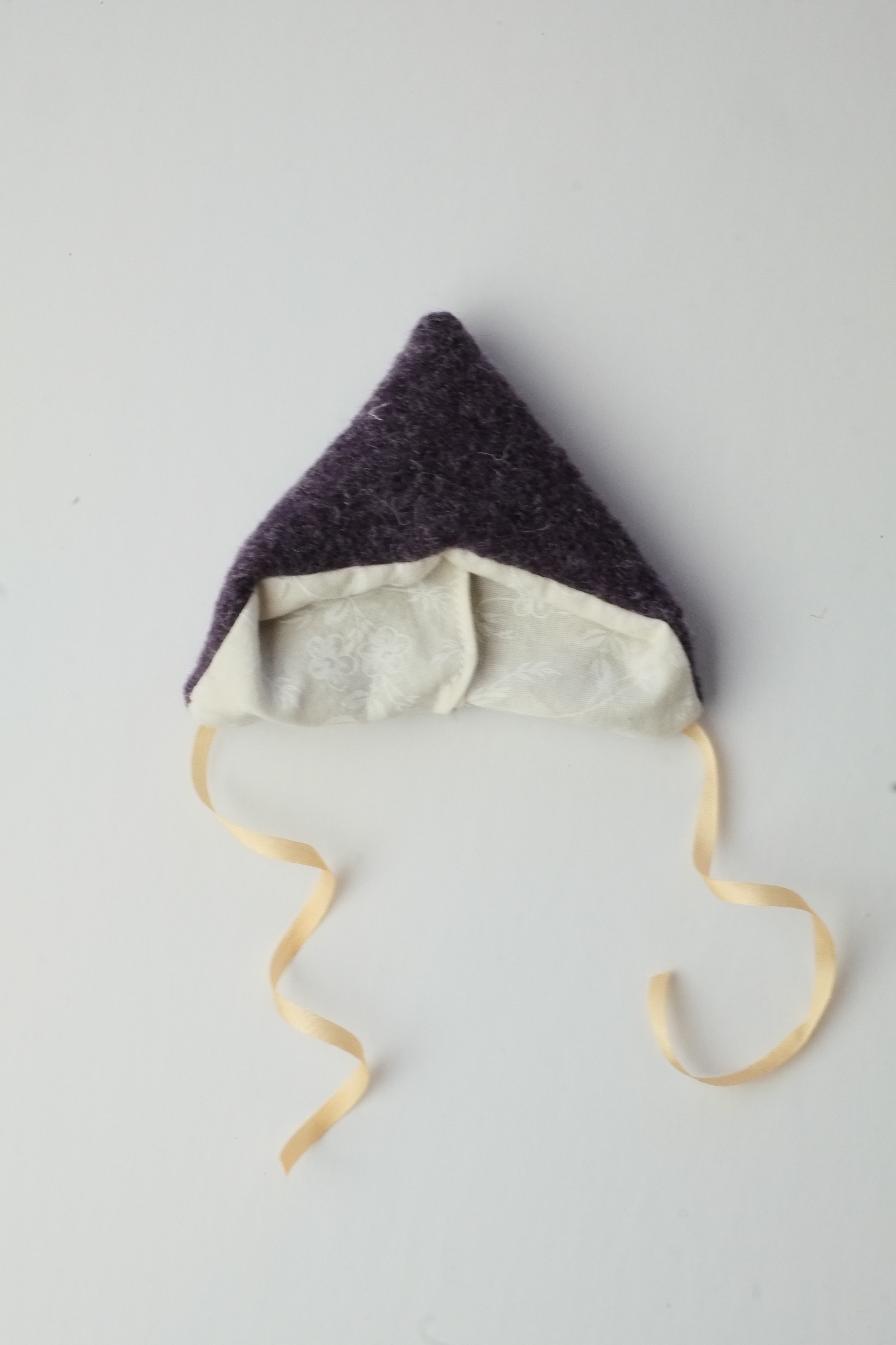 Doll Hat | Purple Wool w/ Silk Ribbons