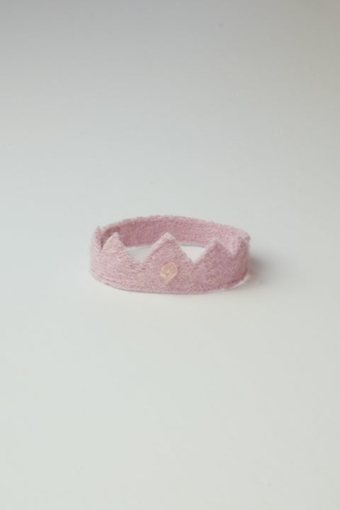 Doll Crown | Pink Wool with Pink Stone