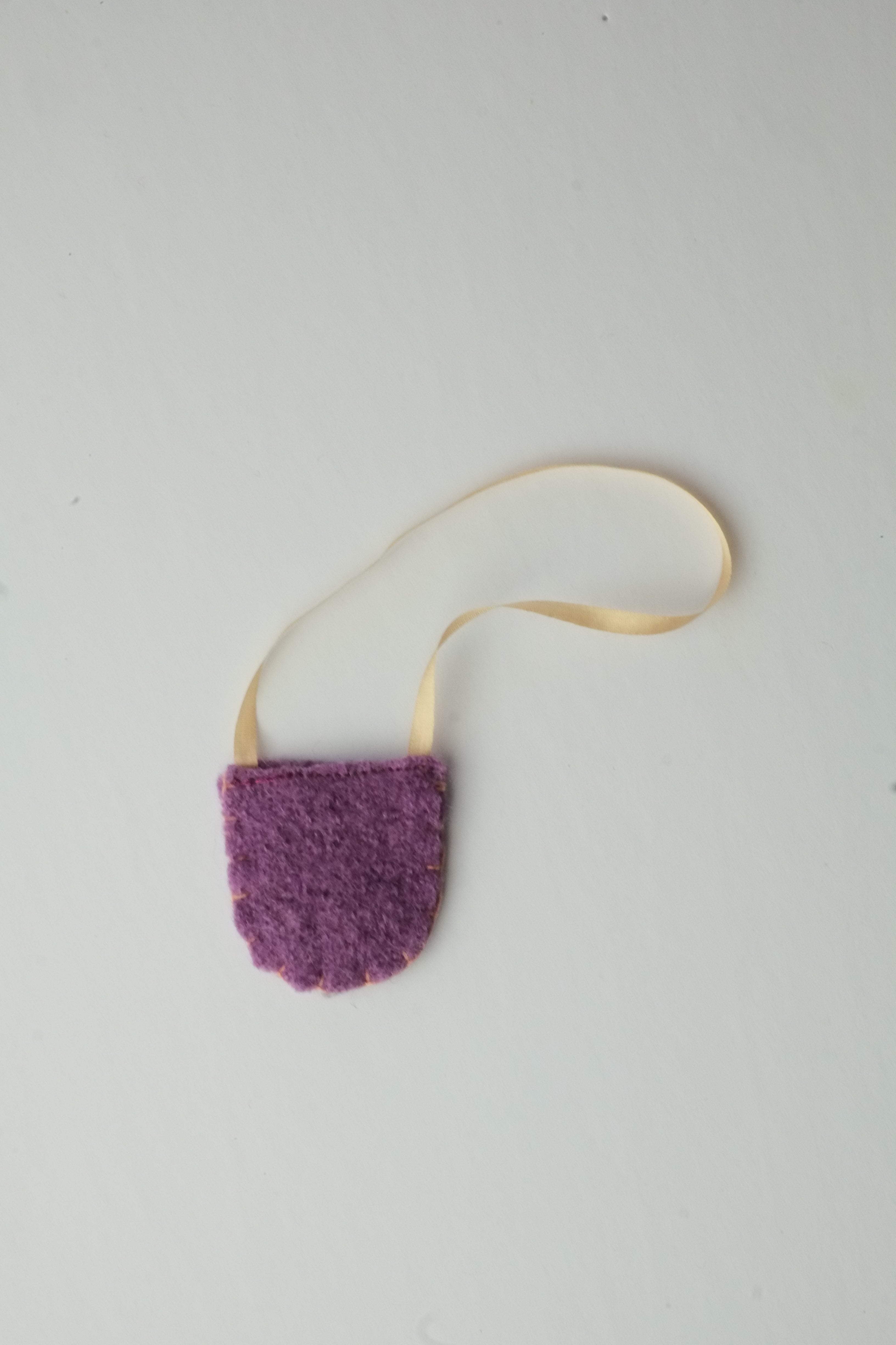 Doll Purse | Pink Wool with Silk Ribbon