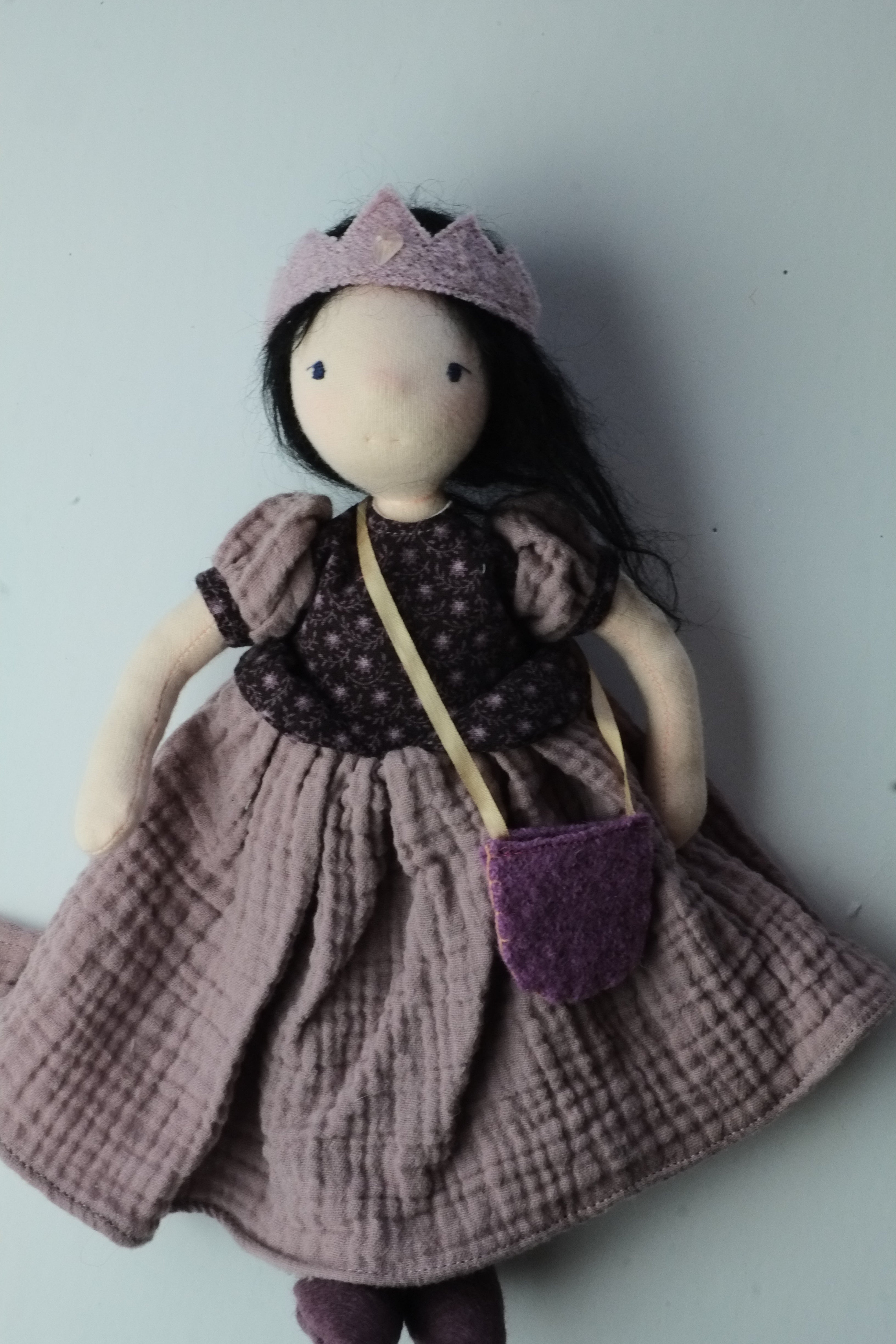 Doll Purse | Pink Wool with Silk Ribbon