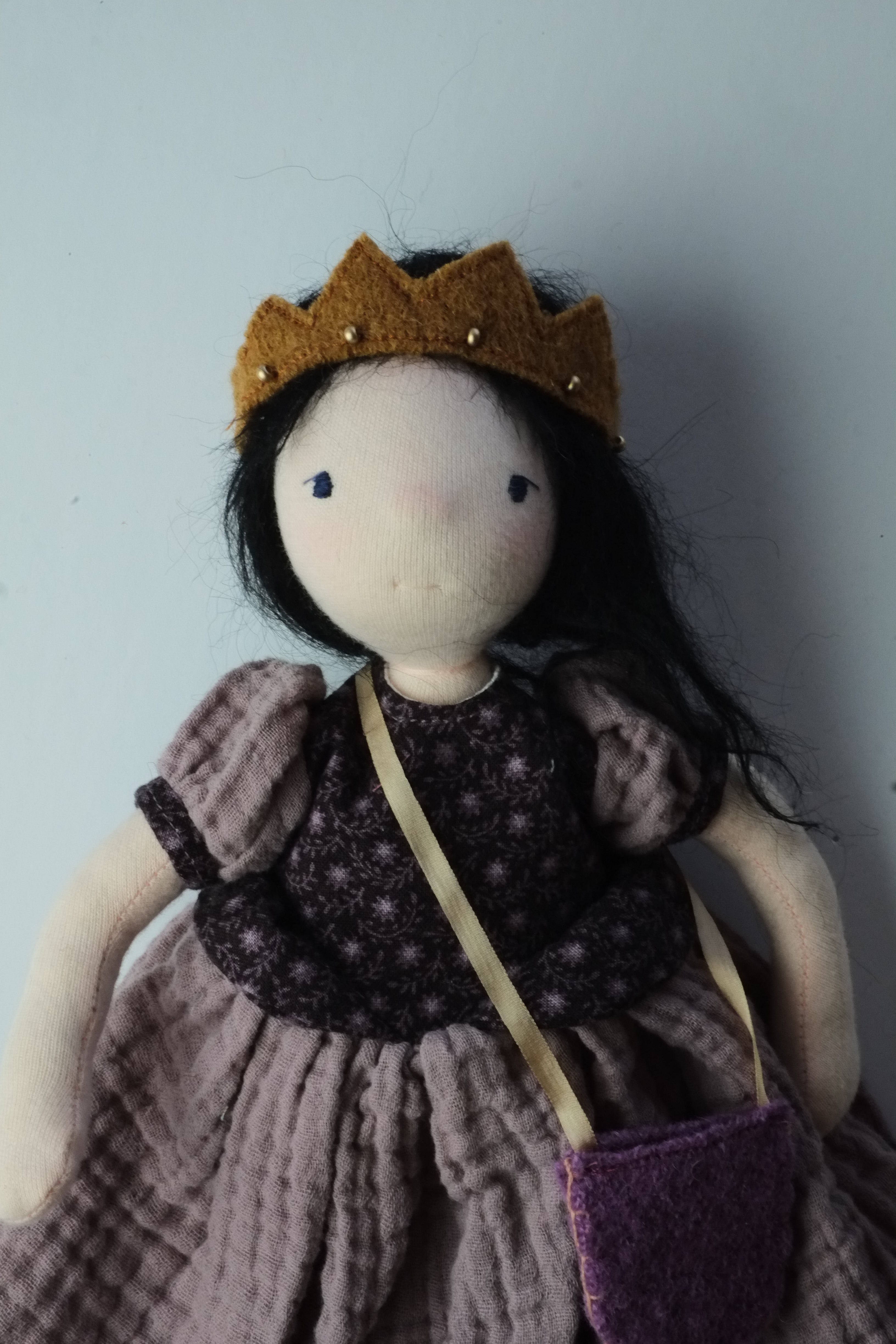 Doll Crown | Gold Wool with Gold Beads